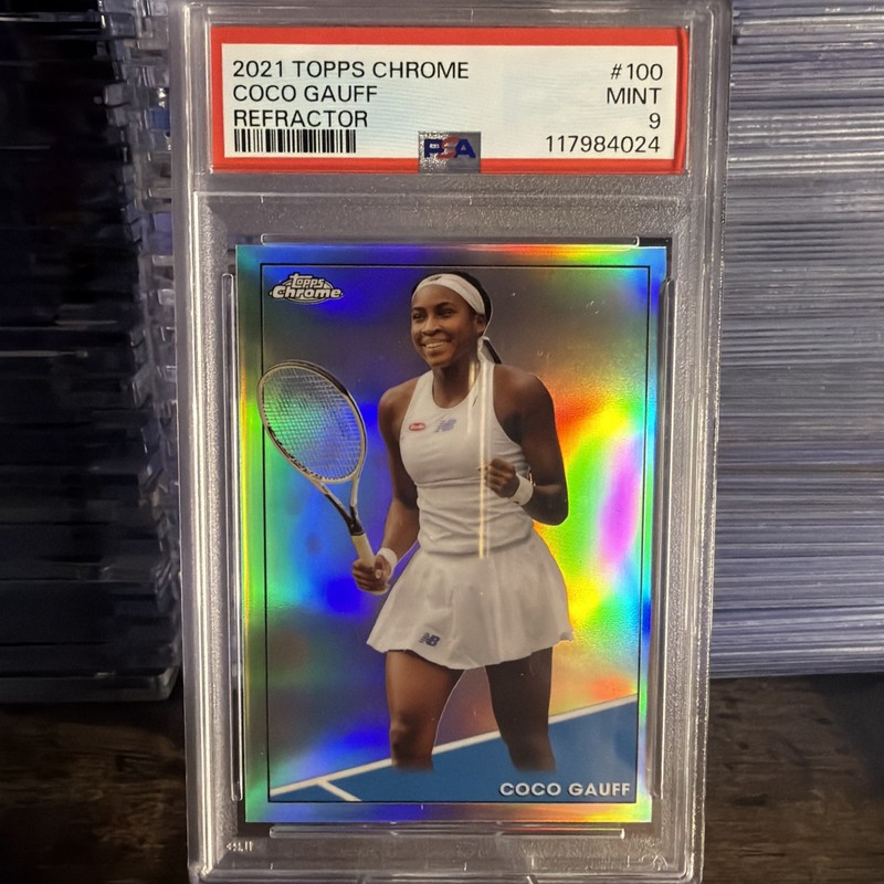 2021 Topps Chrome Coco Gauff Refractor #100 Graded PSA MINT 9 view 1