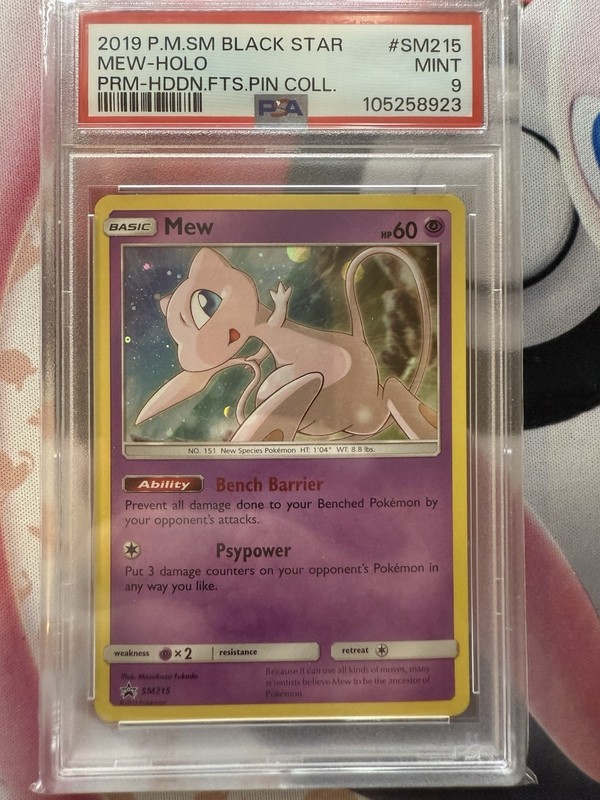 2019 POKEMON Mew SM215 PSA PROMO HIDDEN FATES PIN COLLECTION Swirl