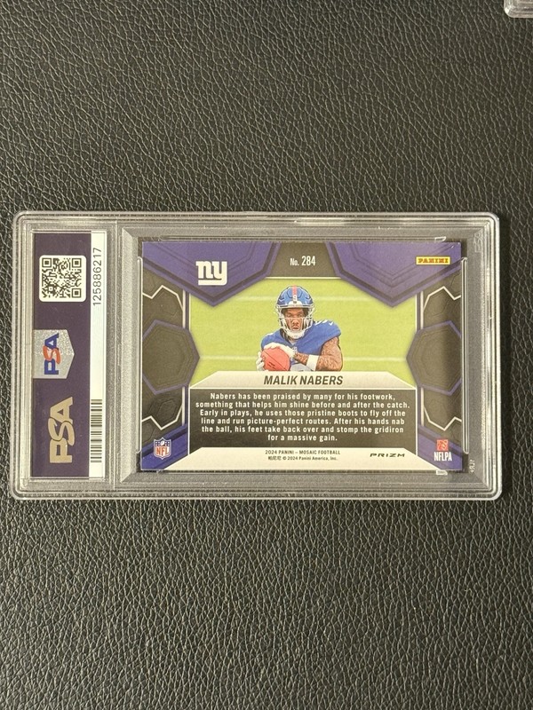 Malik Nabers 2024 Panini Mosaic #284 Camo Red NFL Debut Rookie Card PSA 10 view 2