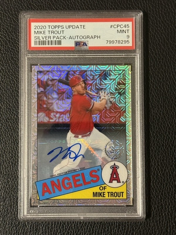 2020 Topps Update Mike Trout Auto #CPC-45 Silver Pack Auto 02/10 PSA 9 Angels view 1