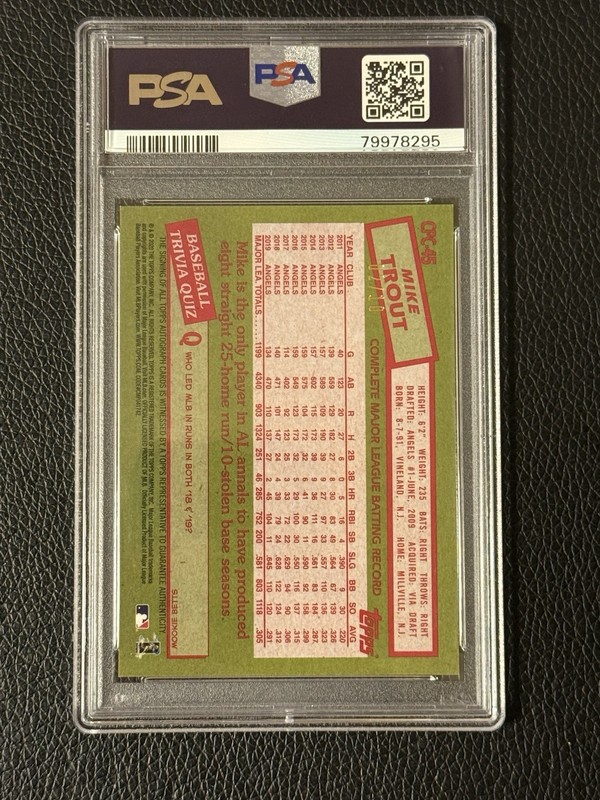 2020 Topps Update Mike Trout Auto #CPC-45 Silver Pack Auto 02/10 PSA 9 Angels view 2