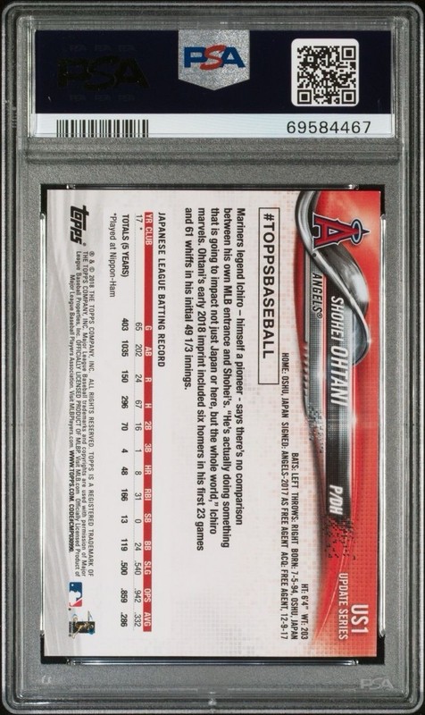 2018 Topps Update Series - Shohei Ohtani #US1 Pitching, Red Jersey (RC) PSA 8 view 2