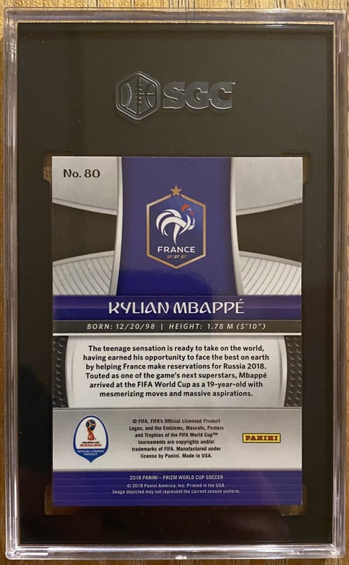 2018 Panini Prizm World Cup #80 Kylian Mbappe SGC 9.5 MINT+ RC France view 2