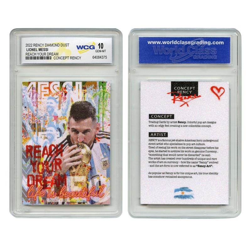 2022 Lionel Messi Argentina Soccer Champion Diamond Dust Rency Card Gem-Mint 10