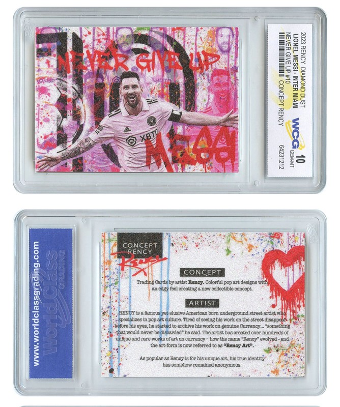 2023 Lionel Messi INTER MIAMI Never Give Up Diamond Dust Rency Card Gem-Mint 10