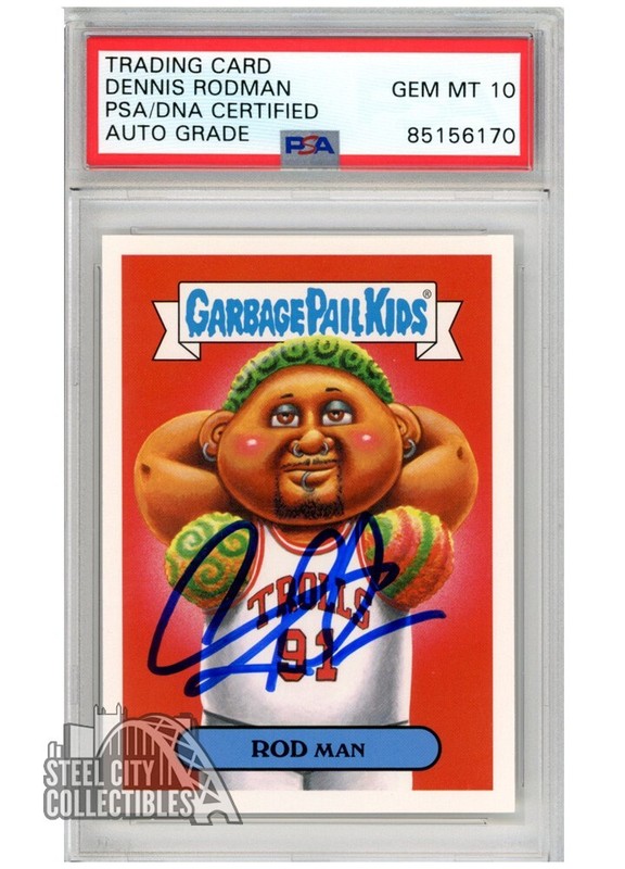 Dennis Rodman 2019 Garbage Pail Kids Autograph Sticker Card #7b PSA/DNA 10