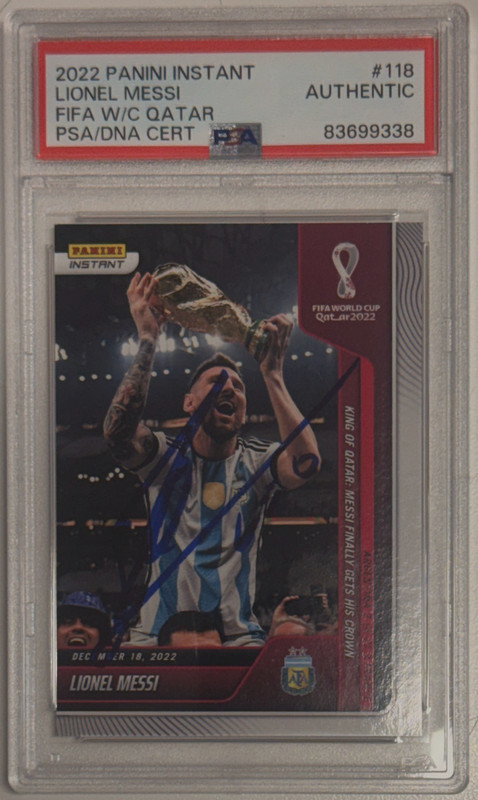 2022 Panini Instant FIFA World Cup Qatar Signed Lionel Messi Argentina #118 PSA