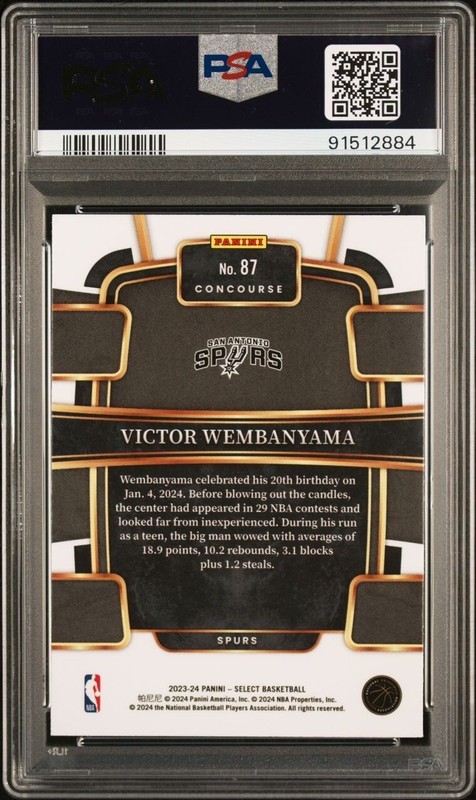 PSA 10 Panini Select Victor Wembanyama 2023-24 Blue Concourse RC #87 🔥 view 2