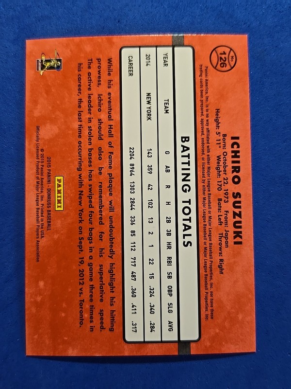 2015 Ichiro Suzuki Panini Donruss #126 view 2
