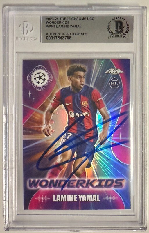 2023-24 Topps UCC Chrome Wonderkids #WK3 Lamine Yamal Signed RC Beckett BAS Auto