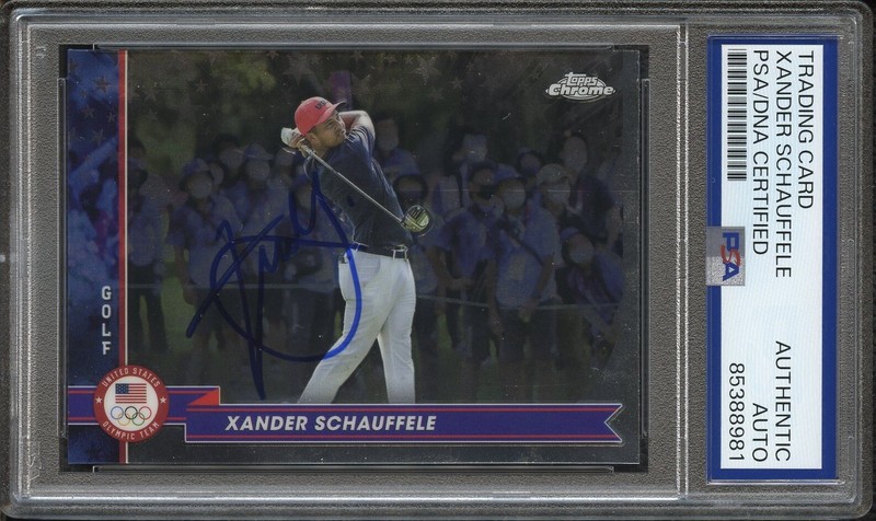 XANDER SCHAUFFELE SIGNED 2024 TOPPS CHROME GOLF USA OLYMPICS PSA AUTO