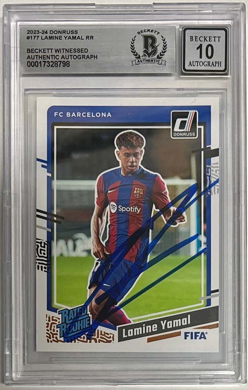 2023-24 Donruss Soccer #177 Lamine Yamal Signed Rated Rookie RC Beckett Auto 10