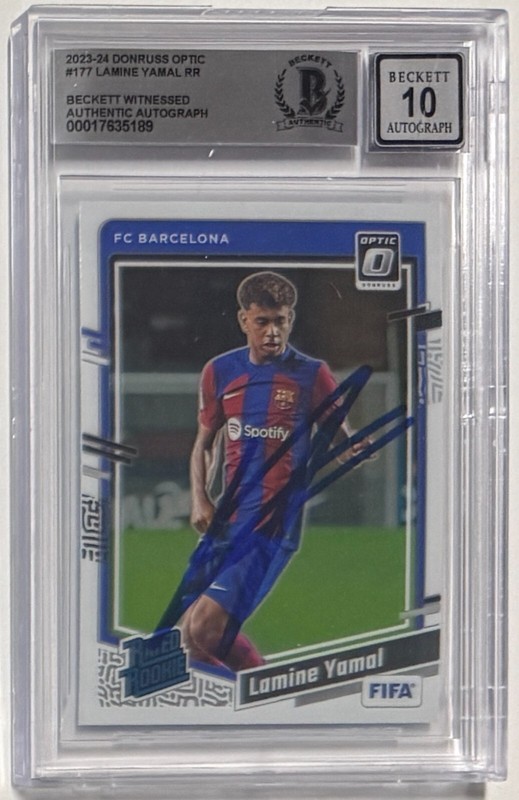 2023-24 Donruss Optic #177 Lamine Yamal Signed Rated Rookie RC Beckett Auto 10