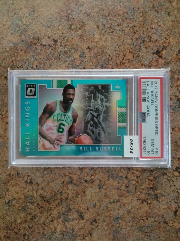 2017 Panini Donruss Optic Bill Russell, Hall Kings, Aqua 1 Of 2 , PSA 10, GEM MT