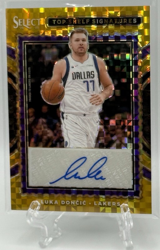 Luka Doncic 2024-25 Panini Select Top Shelf Signatures Gold Prizm Auto /10!
