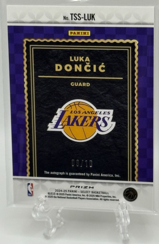 Luka Doncic 2024-25 Panini Select Top Shelf Signatures Gold Prizm Auto /10! view 2