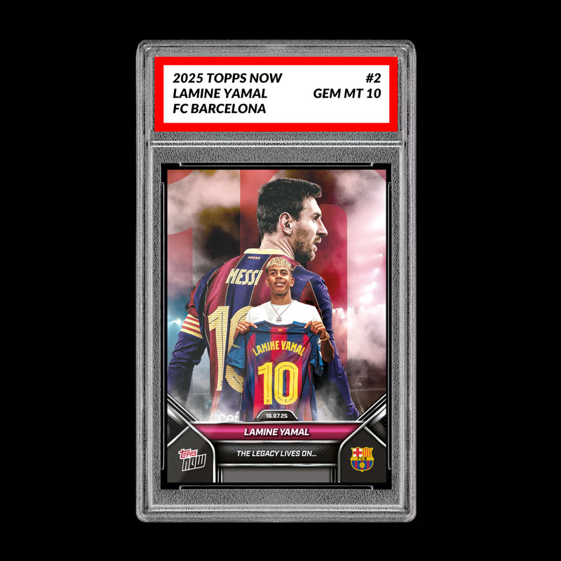 Graded 10 Lamine Yamal - 2025 TOPPS NOW #2 The Legacy Lives on Soccer RC Rookie