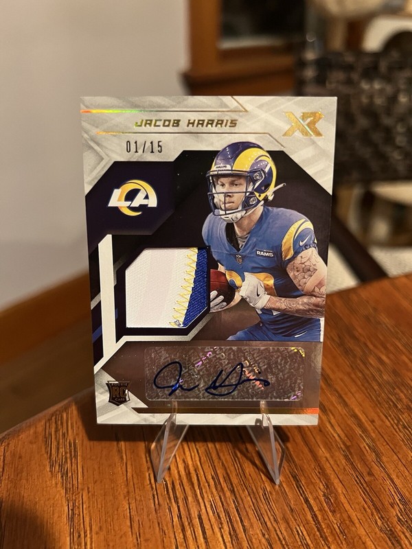 2021 Panini XR Jacob Harris Patch Auto RPA 1/15 Rookie Autograph 3 Color Patch
