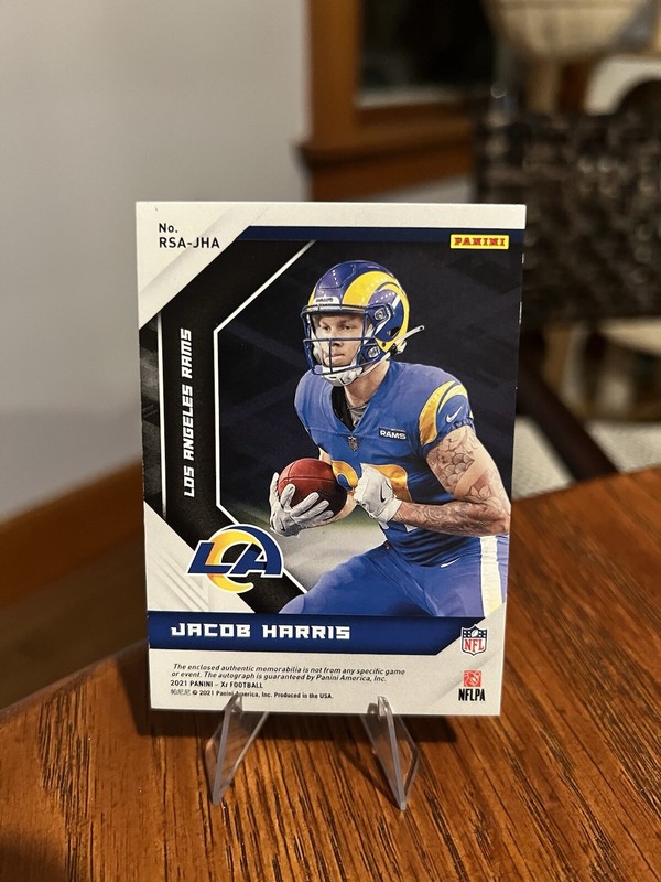 2021 Panini XR Jacob Harris Patch Auto RPA 1/15 Rookie Autograph 3 Color Patch view 2