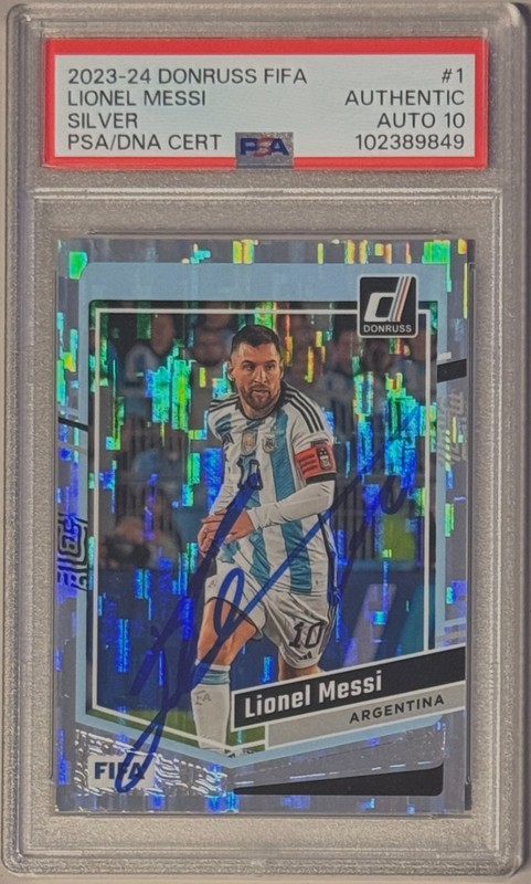 2023-24 Panini Donruss Soccer Lionel Messi #1 Silver PSA AUTHENTIC AUTO 10