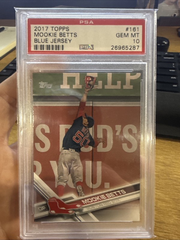 2017 Topps Opening Day Mookie Betts Catching PSA 10