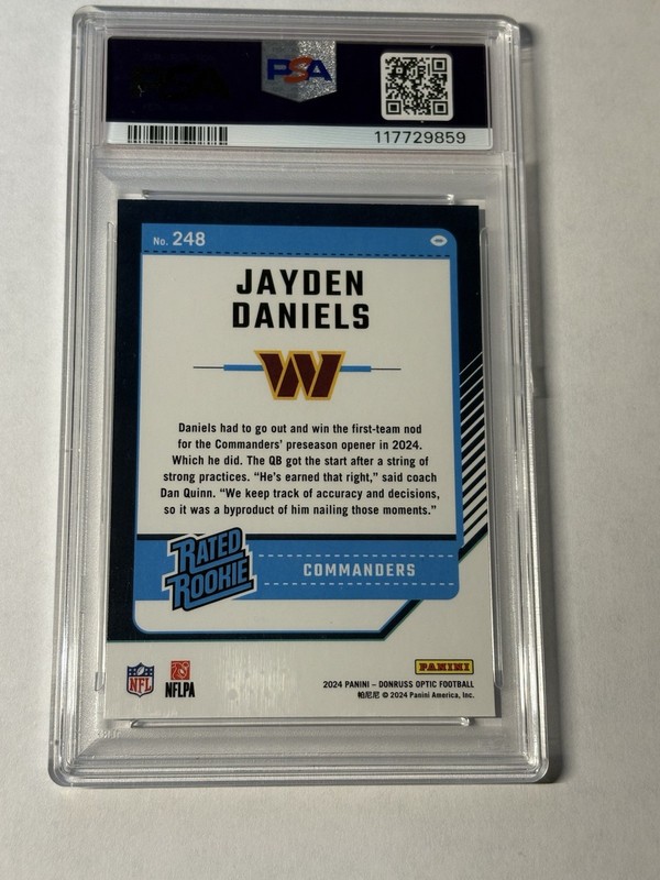 2024 Panini Donruss Optic - Rated Rookie Jayden Daniels #248 PSA 10 view 2
