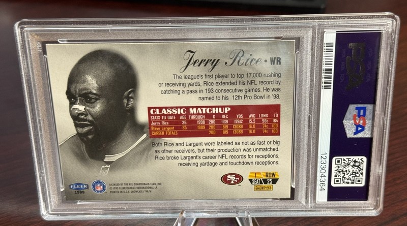 1999 FLAIR SHOWCASE #25 JERRY RICE 49ERS HOF PSA 9 view 2