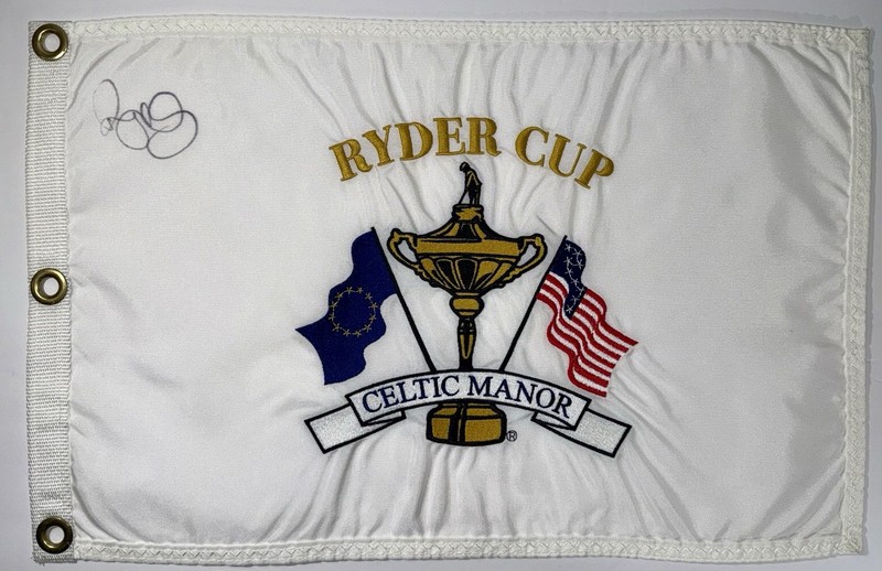 Rory Mcilroy signed 2010 Ryder Cup Flag Celtic Manor golf psa dna loa