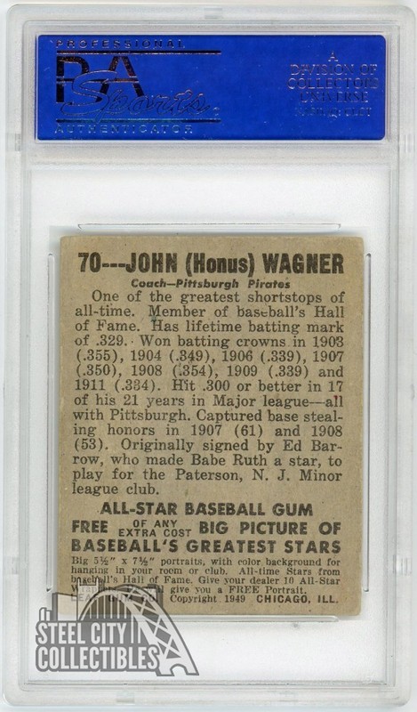 Honus Wagner 1948 Leaf Baseball Card #70 PSA 4 view 2