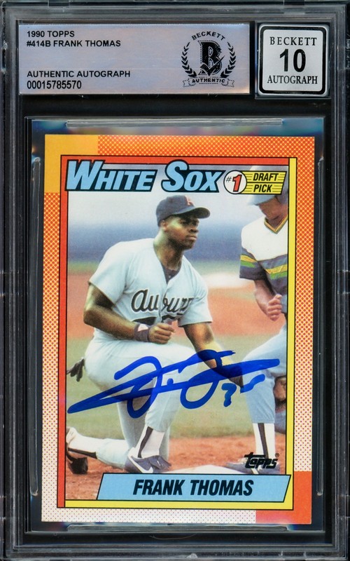 Frank Thomas Signed 1990 Topps RC 414 Chicago White Sox Auto GM 10 Beckett