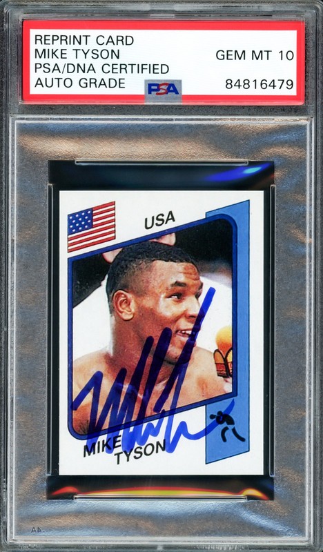 Mike Tyson Auto 1986 Panini Supersport Rookie Reprint RC 153 Auto 10 PSA/DNA