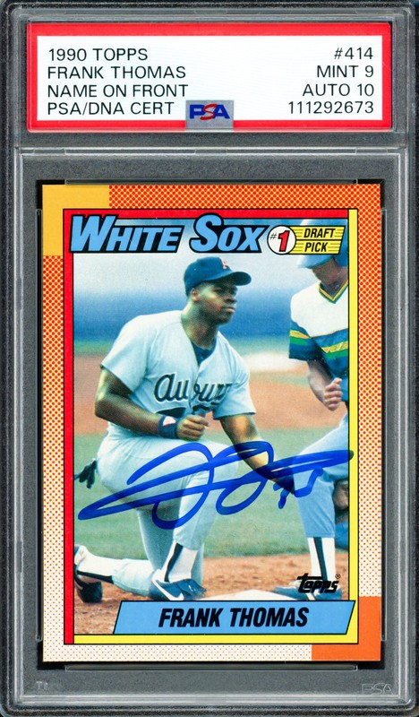 Frank Thomas Signed 1990 Topps RC 414 Chicago White Sox PSA 9 Auto GM 10 PSA/DNA