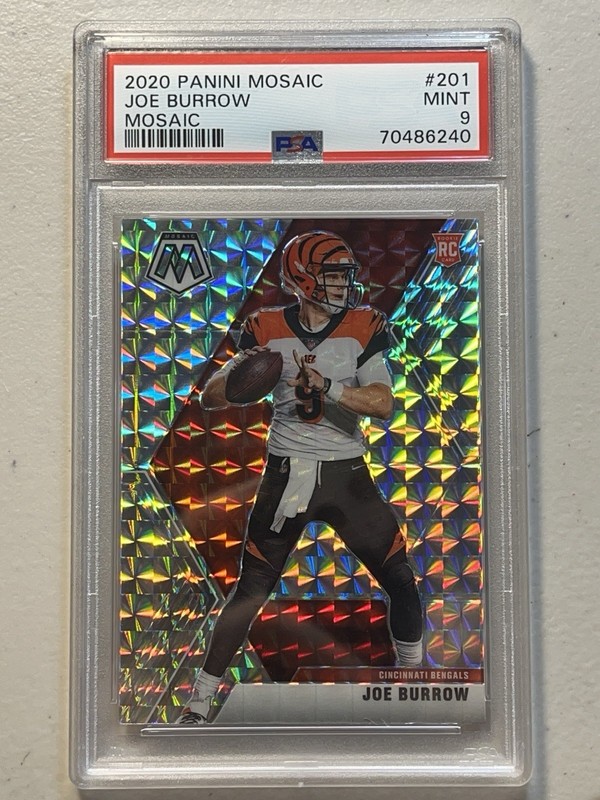 Joe Burrow PSA 9 2020 Panini Mosaic Prizms Silver Rookie RC #201 Mint Bengals