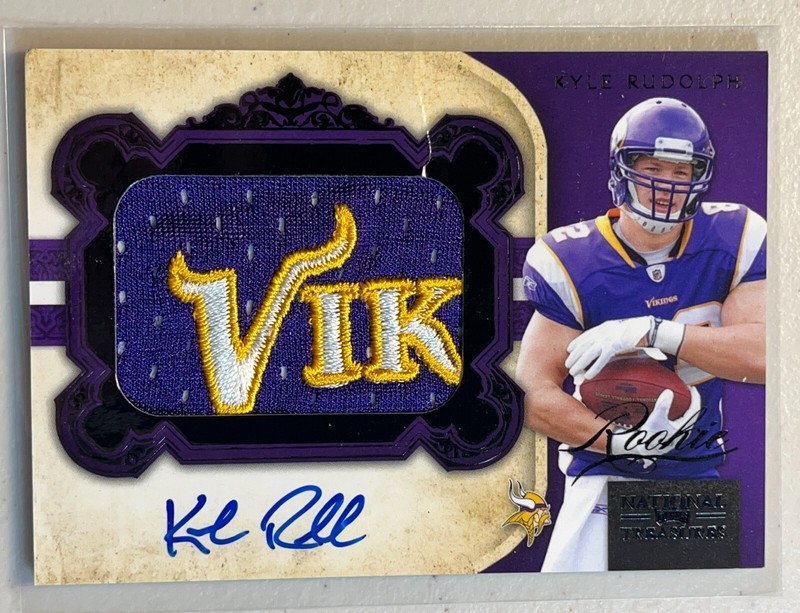 Kyle Rudolph 2011 National Treasures /25 Black Logo RPA Patch Auto RC 310 (READ)