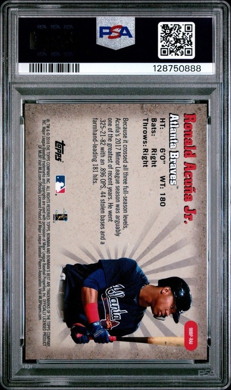 Ronald Acuna Jr PSA 10 2018 Bowman's Best Perfromers Atomic Refractor RC Rookie view 2