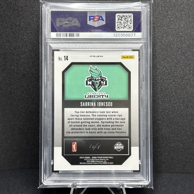 2024 Prizm WNBA Sabrina Ionescu Gold Vinyl 1/1 PSA 10 GEM MINT 1 OF 1 WNBA #14 view 2