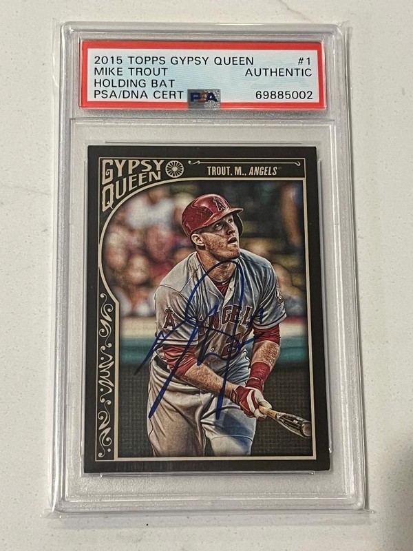 2015 Topps Gypsy Queen #1 Mike Trout Angels PSA DNA Signed Auto Card