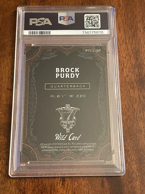 PSA 9 1/1 Card Brock Purdy 2024 WC 7 Card Studs Copper Rainbow Joker view 2