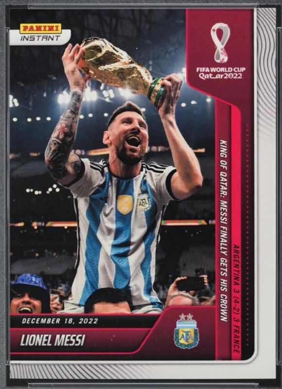 LIONEL MESSI PANINI INSTANT FIFA WORLD CUP QATAR CHAMPION CARD 2022 118