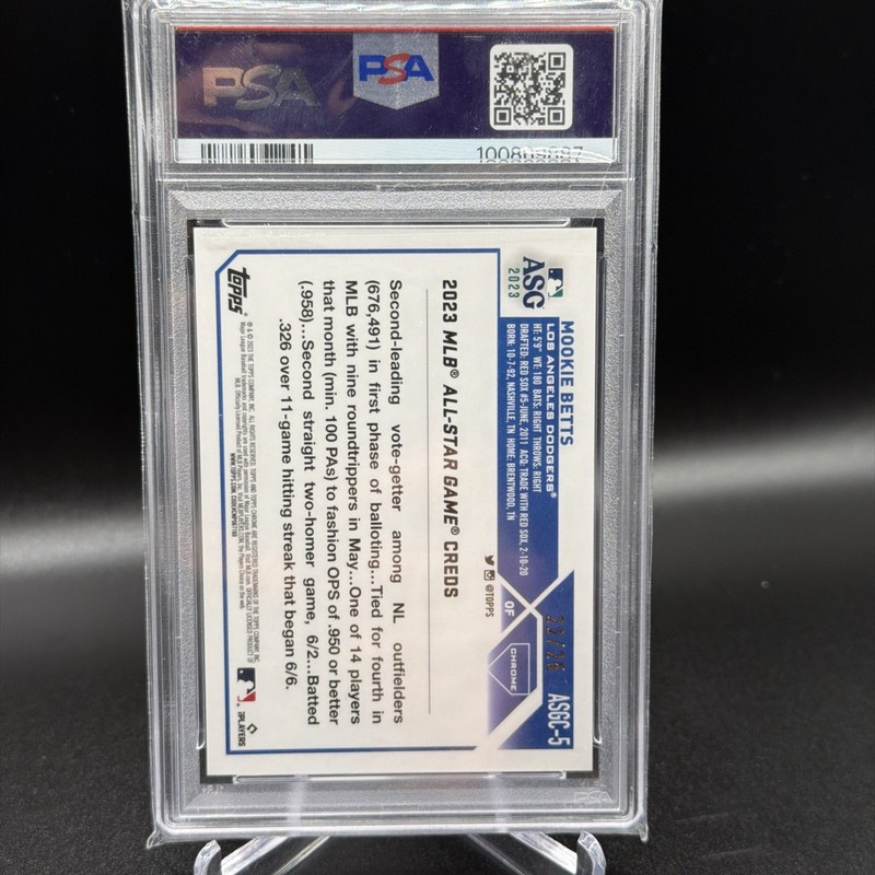 2023 Topps Chrome Update Mookie Betts #5 Orange /25 PSA 10 view 2