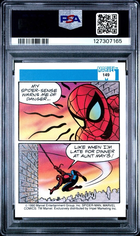 1990 Impel Marvel Universe #149 Spider-Man PSA 7 view 2