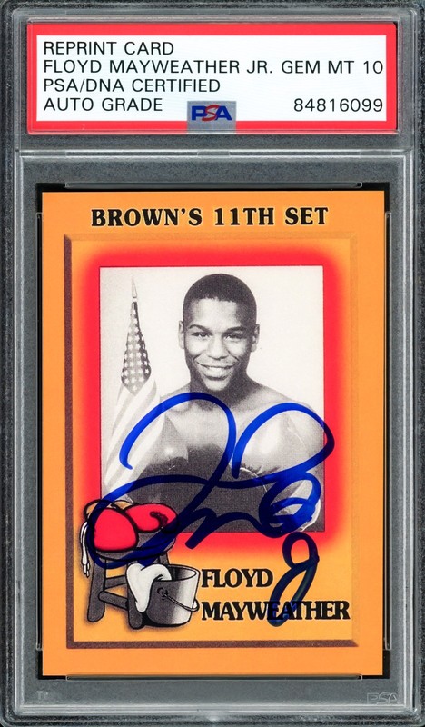 Floyd Mayweather Jr Auto 1997 Browns Boxing Rookie Reprint RC 51 Auto 10 PSA/DNA
