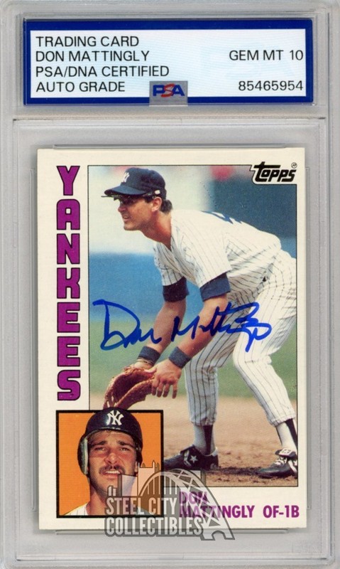 Don Mattingly 1984 Topps Autograph Rookie Card #8 PSA/DNA 10