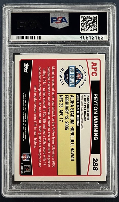 2006 Topps #288 Peyton Manning PSA 10 🏈 💥 view 2