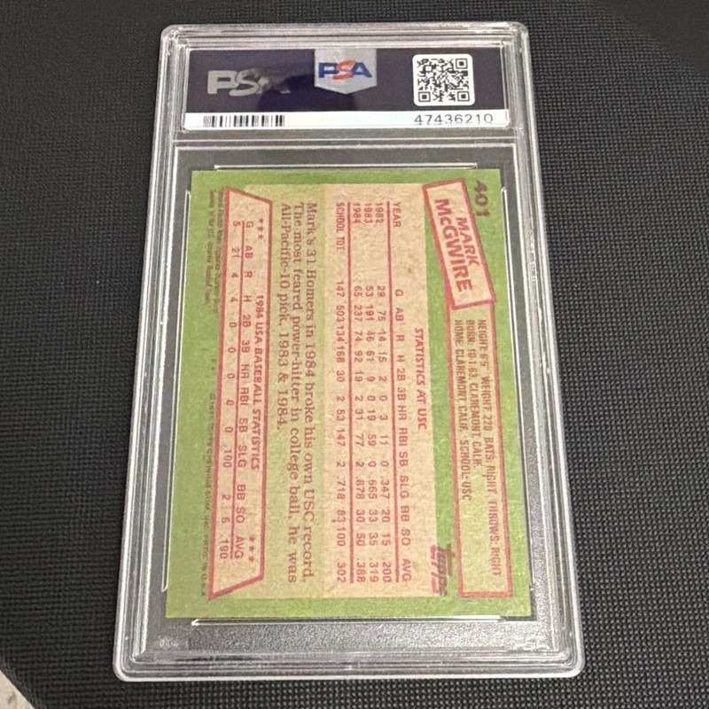 1985 Topps Mark McGwire #401 Rookie Card RC PSA 8 1984 Team USA Quantity Availab view 2