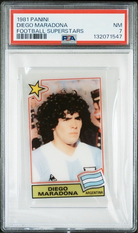1981 PANINI FOOTBALL SUPERSTARS DIEGO MARADONA PSA 7