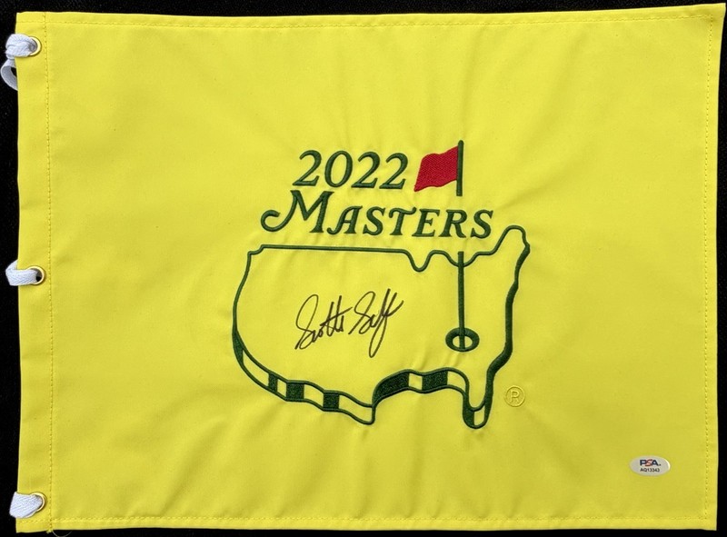 SCOTTIE SCHEFFLER SIGNED 2022 MASTERS GOLF FLAG AUTO PSA/DNA RARE