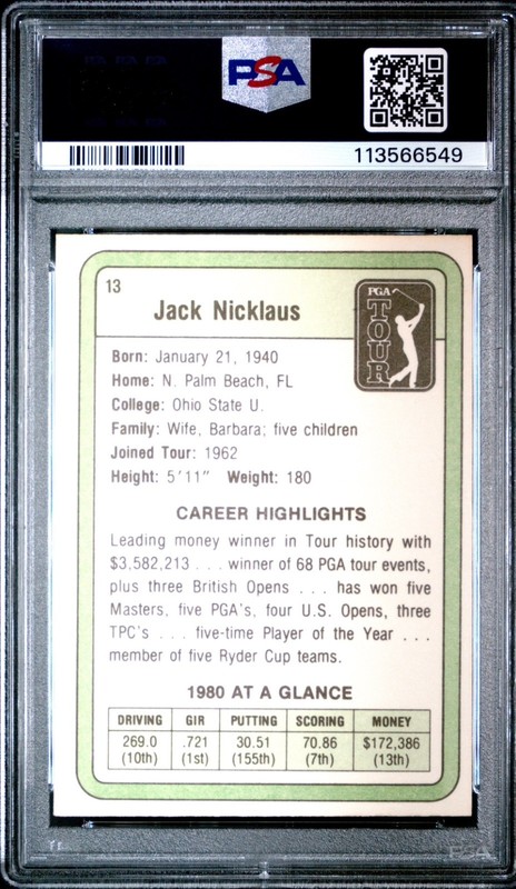 PSA 5 - JACK NICKLAUS 1981 DONRUSS GOLF ROOKIE RC CARD #13 - PGA TOUR view 2