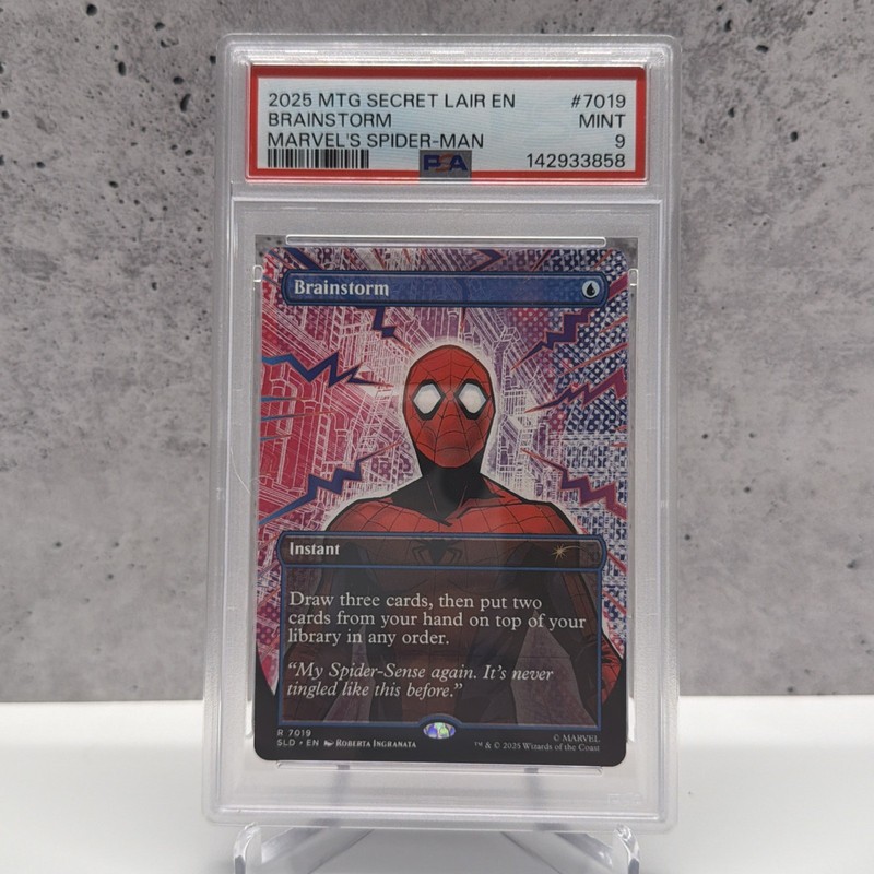 2025 MAGIC THE GATHERING SECRET LAIR 7019 BRAINSTORM MARVEL'S SPIDER-MAN PSA 9