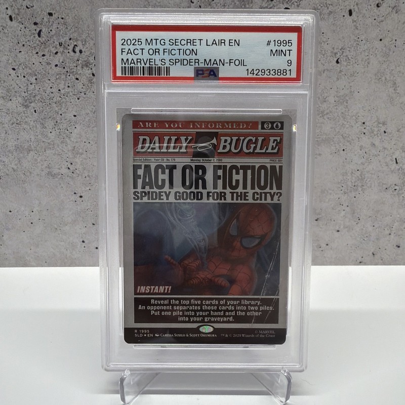 2025 MAGIC THE GATHERING SECRET LAIR 1995 FACT OR FICTION  SPIDER-MAN FOIL PSA 9